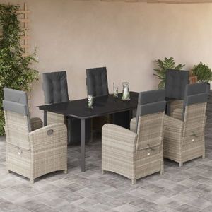 vidaXL Set mobilier de grădină cu perne, 7 piese gri deschis poliratan imagine