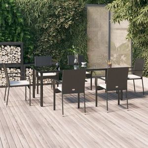 vidaXL Set mobilier de grădină cu perne, 7 piese, negru, poliratan imagine