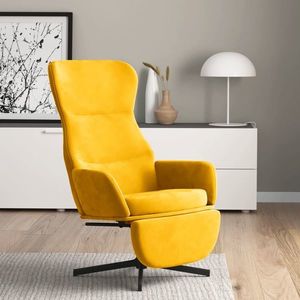 vidaXL Scaun de relaxare cu taburet, galben muștar, catifea imagine