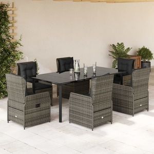 vidaXL Set mobilier de grădină cu perne, 7 piese, gri, poliratan imagine
