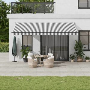 vidaXL Copertină retractabilă antracit/alb, 5x3 m, textil/aluminiu imagine