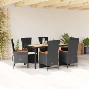 vidaXL Set mobilier de grădină cu perne, 7 piese, negru, poliratan imagine