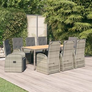 vidaXL Set mobilier grădină cu perne, 9 piese, gri, poliratan imagine