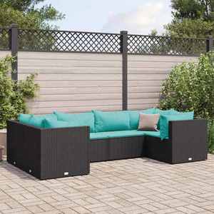 vidaXL Set mobilier de grădină cu perne, 6 piese, negru, poliratan imagine