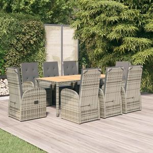 vidaXL Set mobilier grădină cu perne, 9 piese, gri, poliratan imagine