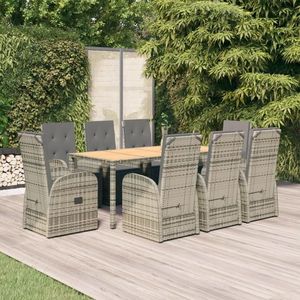 vidaXL Set mobilier grădină cu perne, 9 piese, gri, poliratan imagine