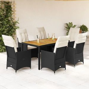 vidaXL Set mobilier de grădină cu perne, 7 piese, negru, poliratan imagine