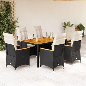 vidaXL Set mobilier de grădină cu perne, 7 piese, negru, poliratan imagine