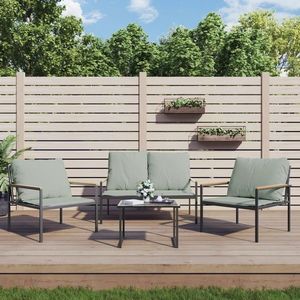 vidaXL Set mobilier de grădină, cu perne, antracit, 3 piese, oțel imagine
