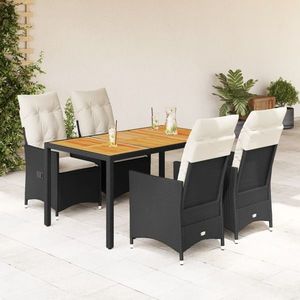 vidaXL Set mobilier de grădină cu perne, 5 piese, negru, poliratan imagine