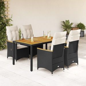vidaXL Set mobilier de grădină cu perne, 5 piese, negru, poliratan imagine