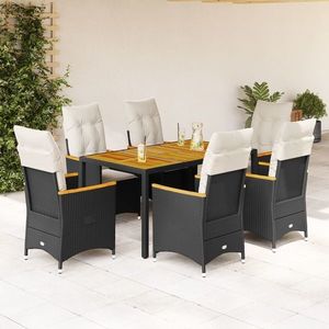 vidaXL Set mobilier de grădină cu perne, 7 piese, negru, poliratan imagine