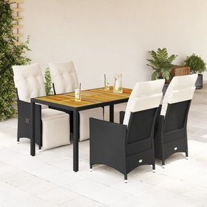 vidaXL Set mobilier de grădină cu perne, 5 piese, negru, poliratan imagine