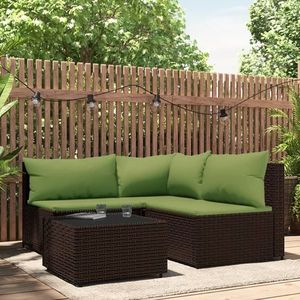 vidaXL Set mobilier de grădină cu perne, 4 piese, maro, poliratan imagine