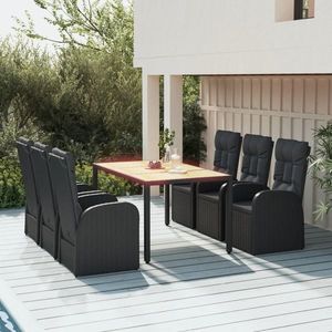 vidaXL Set mobilier de grădină cu perne, 7 piese, negru, poliratan imagine