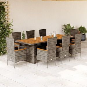 vidaXL Set mobilier grădină cu perne, 9 piese, gri, poliratan imagine