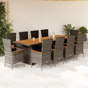 vidaXL Set mobilier de grădină cu perne, 11 piese, gri, poliratan imagine
