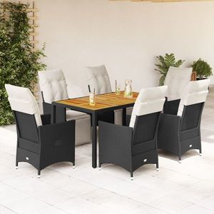 vidaXL Set mobilier de grădină cu perne, 7 piese, negru, poliratan imagine