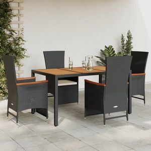 vidaXL Set mobilier de grădină cu perne, 5 piese, negru, poliratan imagine