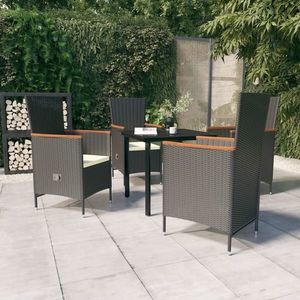 vidaXL Set masă pentru grădină, 5 piese, cu perne, negru imagine