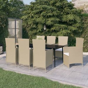 vidaXL Set mobilier de grădină, 9 piese, bej imagine