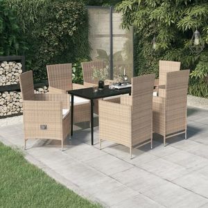 vidaXL Set de mobilier pentru grădină cu perne, 7 piese, bej imagine
