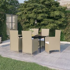 vidaXL Set de mobilier pentru grădină, cu perne, 7 piese, bej imagine