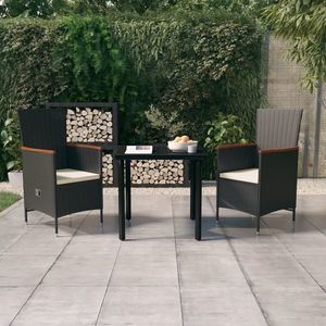 vidaXL Set mobilier de grădină cu perne, 3 piese, negru imagine