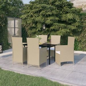vidaXL Set de mobilier pentru grădină, cu perne, 7 piese, bej imagine