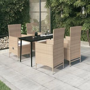 vidaXL Set de mobilier pentru grădină cu perne, 5 piese, bej imagine