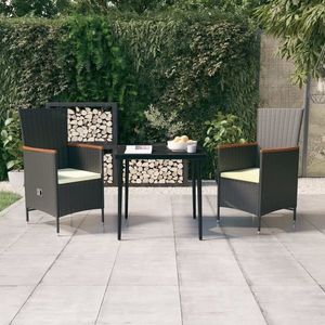 vidaXL Set mobilier de grădină cu perne, 3 piese, negru imagine