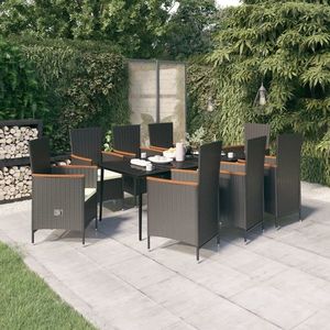 vidaXL Set mobilier de grădină cu perne, 9 piese, negru imagine