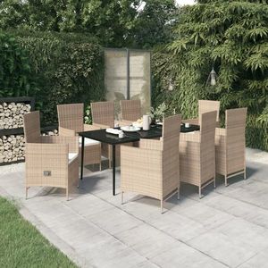 vidaXL Set de mobilier pentru grădină cu perne, 9 piese, bej imagine