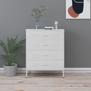 vidaXL Comodă cu sertare, alb, 80x35x101, 5 cm, oțel imagine