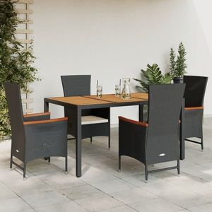 vidaXL Set mobilier de grădină cu perne, 5 piese, negru, poliratan imagine