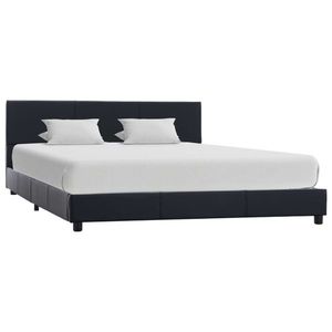 vidaXL Cadru de pat, negru, 160x200 cm, piele ecologică imagine