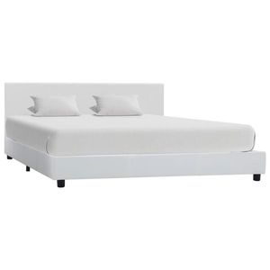 vidaXL Cadru de pat, alb, 160x200 cm, piele ecologică imagine
