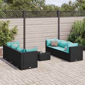 vidaXL Set mobilier de grădină cu perne, 7 piese, negru, poliratan imagine