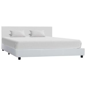 vidaXL Cadru de pat, alb, 140x200 cm, piele ecologică imagine