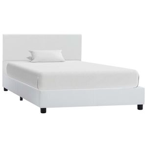 vidaXL Cadru de pat, alb, 100x200 cm, piele ecologică imagine