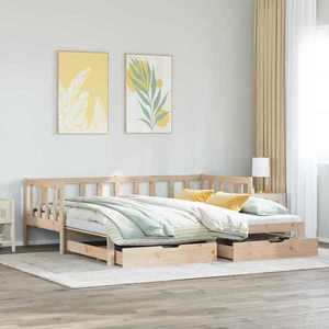 vidaXL Pat de zi cu extensie și sertare fără saltea, 90x200 cm imagine