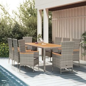 vidaXL Set mobilier grădină cu perne, 9 piese, gri, poliratan imagine