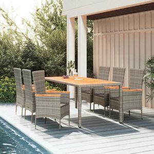 vidaXL Set mobilier de grădină cu perne, 7 piese, gri, poliratan imagine