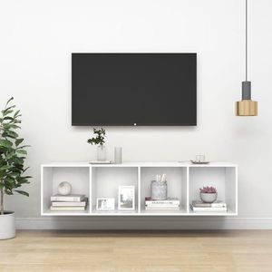 vidaXL Dulap TV montat pe perete, alb, 37x37x142, 5 cm, PAL imagine