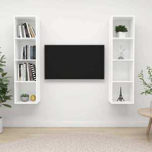vidaXL Dulapuri TV suspendate, 2 buc. alb, lemn prelucrat imagine