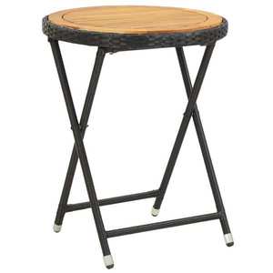 vidaXL Masă de ceai negru 60 cm poliratan lemn masiv acacia imagine