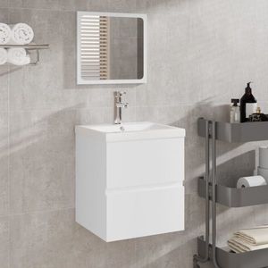 vidaXL Dulap cu chiuvetă de baie și oglindă, alb imagine