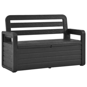 vidaXL Bancă de grădină cu depozitare, antracit, 132, 5 cm, plastic imagine
