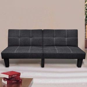 vidaXL Canapea extensibilă, negru, material textil, reglabil imagine