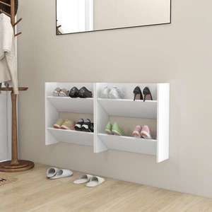 vidaXL Pantofare de perete, 2 buc., alb, 60x18x60 cm PAL imagine